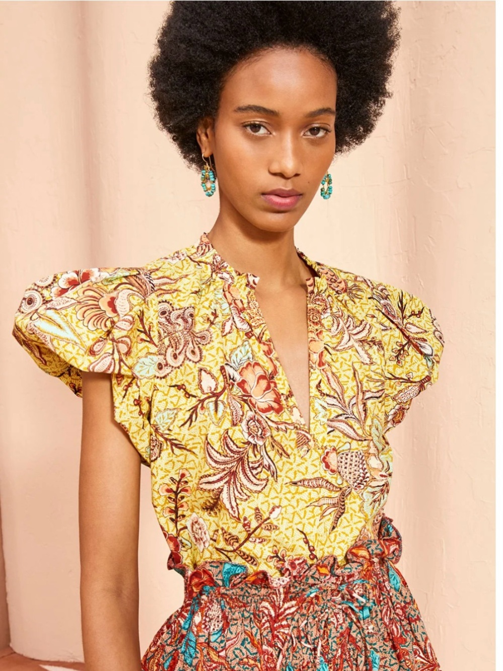Ulla Johnson Evelyn - Calla lily top Floral V-Neck Blouse